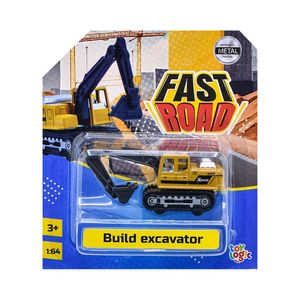 Carro Coleccionable Die Cast Excavadora Amarillo Fast Road